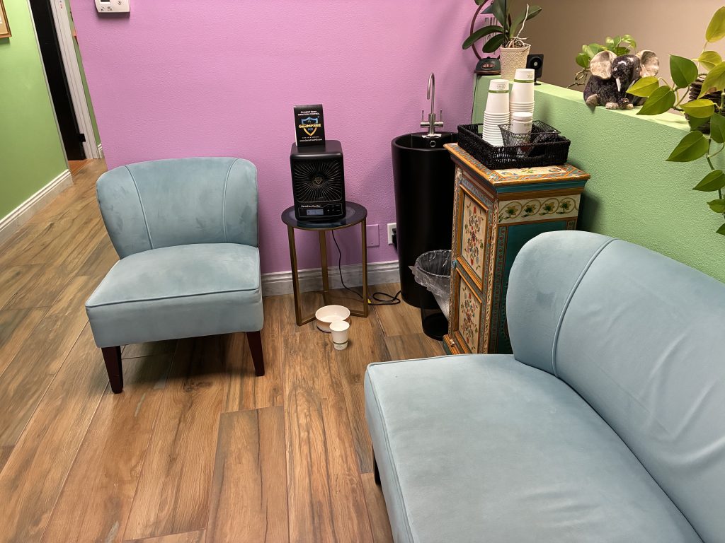 Consultation seating area at The Natural Path, a naturopathic practice in San Juan Capistrano